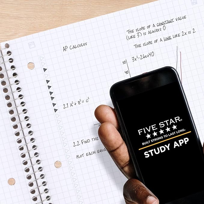 Five Star Spiral Notebook + Study App, 1 Subject, Graph Ruled Paper, Fights Ink Bleed, Water Resistant Cover, 8-1/2" x 11", 100 Sheets, Seaglass Green (620000CH1)