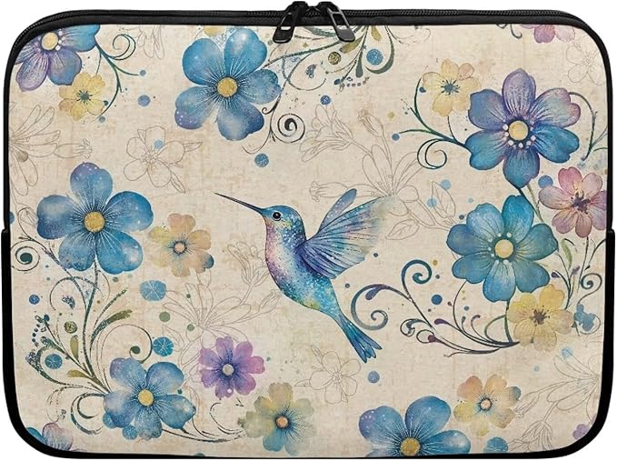 Hummingbird Printed Laptop Case Bag 13 Inch, Floral Printed Computer Bag Portable Laptop Sleeve for Boys, Easy to Carry Laptop Briefcase Work Bag Compatible with Most Laptops
