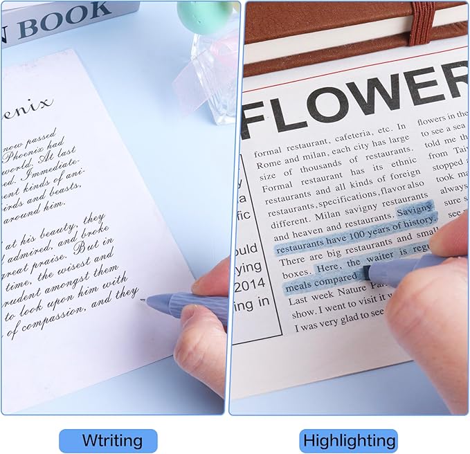 Tetragonal tree- 12Pcs Gel Pens Set, 11Pcs Black Ink Pens and 1Pcs Highlighter, Retractable 0.5mm Fine Point Cute Note Taking Pens for Office School (Navy bluen)