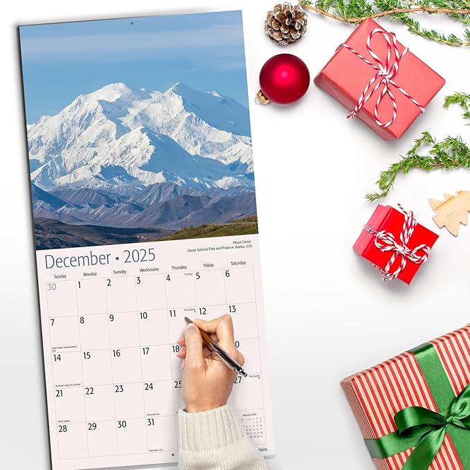 RED EMBER Mountains 2025 Wall Calendar 12 Month | 12" x 24" Open | Thick & Sturdy Paper | Giftable | Calendar 2025