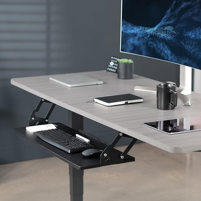 VIVO Large Under Desk 34 x 11 inch Computer Keyboard and Mouse Tray with Swinging Height Adjustment, 12 Settings, Platform Drawer for Typing, Black, MOUNT-KB34S