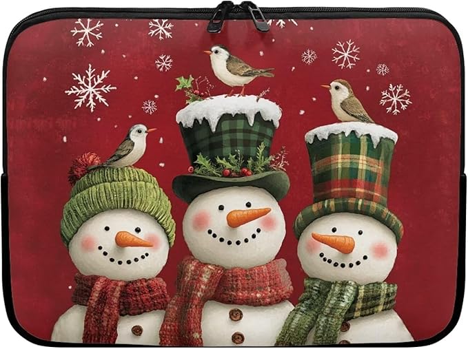 Cute Snowman Laptop Protective Sleeve for Women 12 inch Computer Sleeve Bag Christmas Neoprene Lap Top Case Suitable Gifts for Travel School Office Neatly Organizers Laptop Accessories