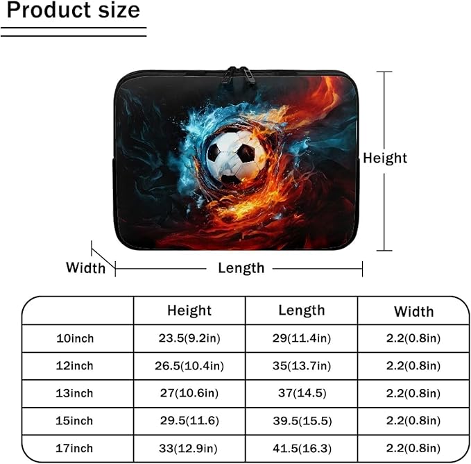Football Lap Top Case for Men Boys 10 inch Laptop Sleeve Water and Flame Computer Sleeve Bag Portable Laptop Protector with Multiple Uses Ideal Gifts for Women Girls Tablet Bag Briefcase