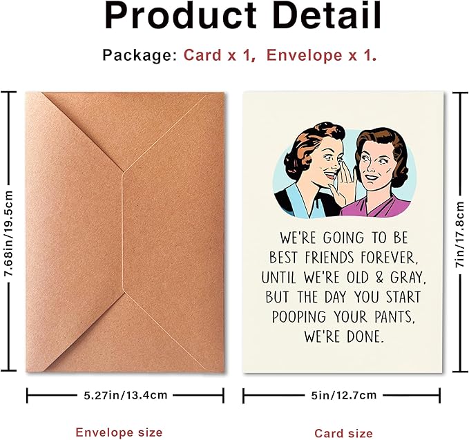 Funny Birthday Card for Sister, Best Friend, Humorous Friendship Cards for Her, Funny Poopy Pants Friend Card for Bestie, Birthday Gifts for Sister