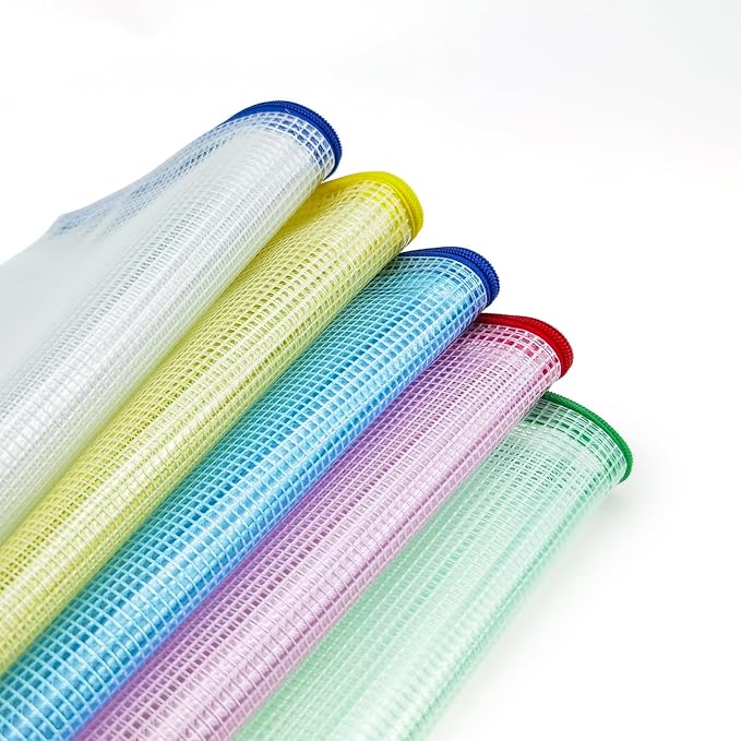 AUSTARK 20 Pcs Zipper File Bags, Plastic Mesh Pouch, Board Game Storage Bag, Waterproof Bags for Office School (B5 Size 11.4''x8.2'', Multicolored)