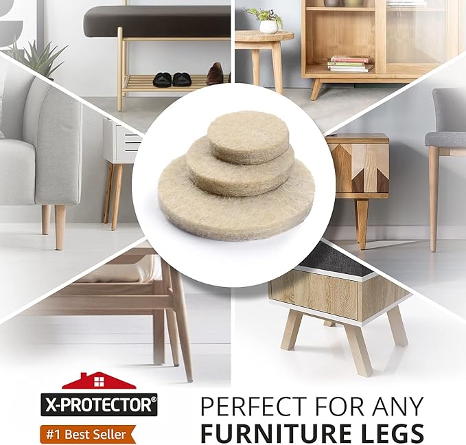 Felt Furniture Pads X-PROTECTOR 235 PCS Premium Furniture Pads - Felt Pads Furniture Feet Best Wood Floor Protectors - Protect Your Hardwood & Laminate Flooring!