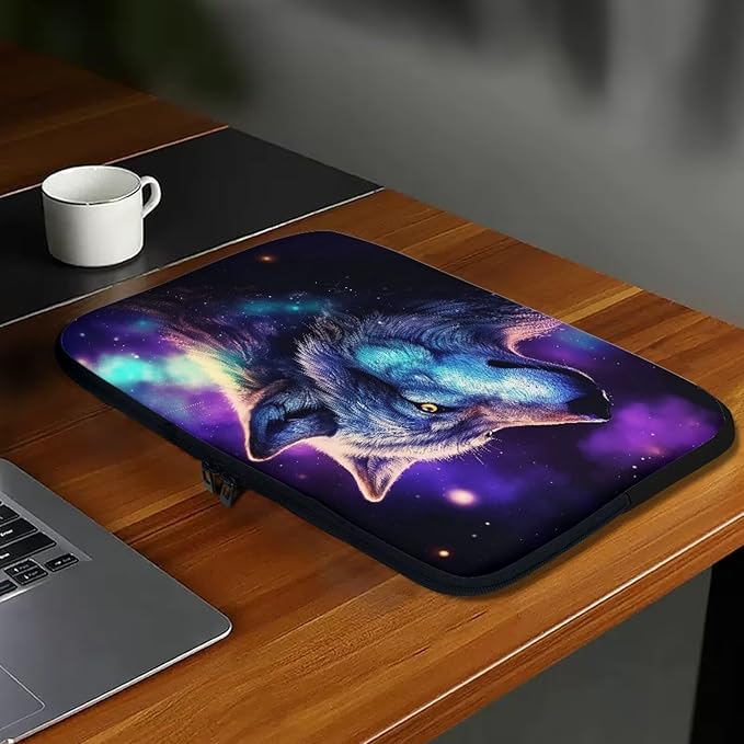 Wolf Printed Laptop Briefcase for Women Men, Waterproof Laptop Case Bag Laptop Case for 12 Inch, Lightweight Computer Carrying Cover with Zipper for Office Business Traveling