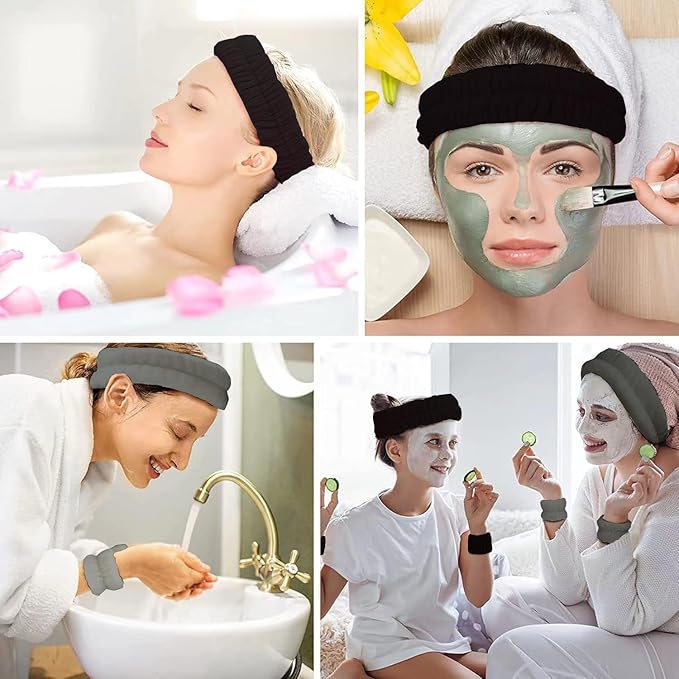 Wrist Towels for Washing Face Spa Wristbands and Headband Microfiber Quick Dry Absorbent Wristbands for Girls Men Makeup 6PCS Prevent Liquid from Spilling