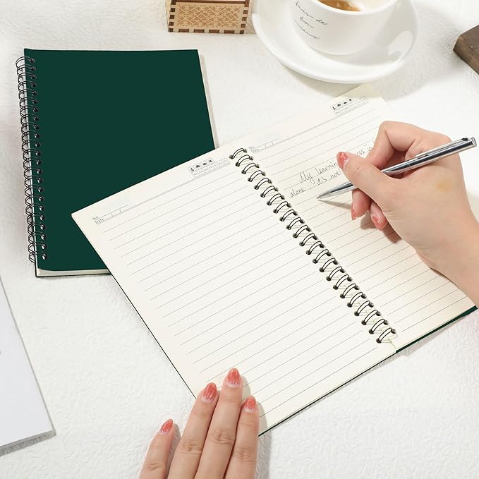 Epakh 22 Packs Spiral Notebook Hard Cover Spiral Journal, Wide Ruled Pages, 50 Sheets 100 Pages, Lined Style(Dark Green,A5)