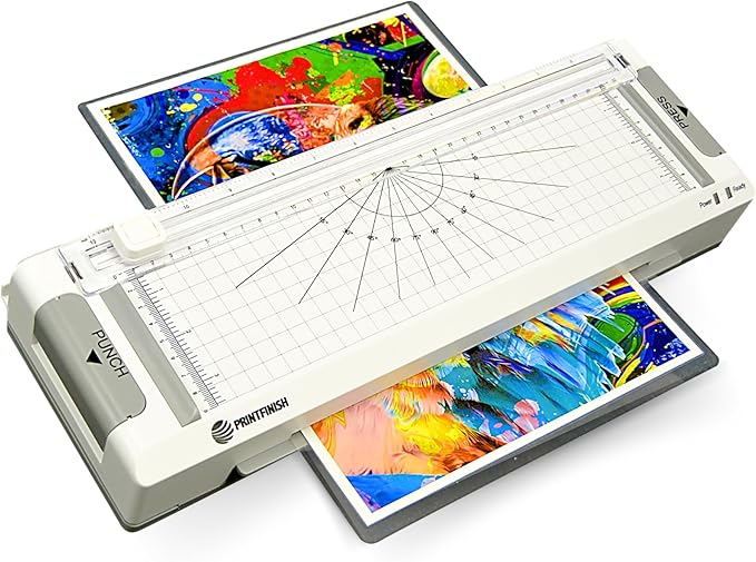 4-in-1 Office Laminator - Versatile Laminating Machine -with 2-Hole Punch, Straight Paper Trimmer, Round Corner Cutting Machine and Hot Lamination for Home Office School