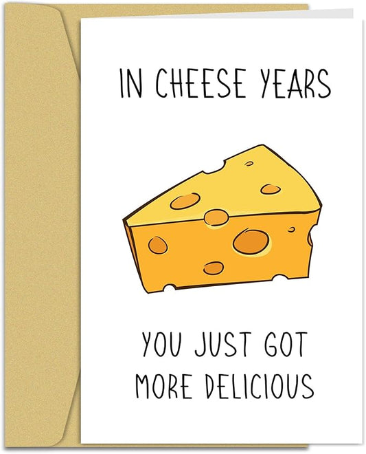 Cheese Birthday Card for Men Women, Funny Birthday Card for Friends, Better With Age Birthday Card - In Cheese Years You Just Got More Delicious