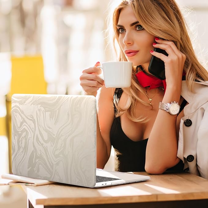 Velvet White Ripple Design for MacBook Pro 16 inch Case 2023 2021 Model A2991 A2780 A2485 M3 M2 M1 Pro/Max Chip