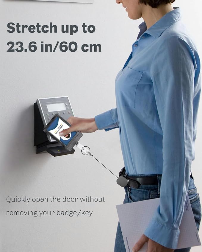 Uniclife 2 Pack Metal Retractable Keychain Heavy Duty Retractable Badge Reel for Badge Holder All Metal Casing with Stainless Steel Spring Coil 23.6 Inch Nylon Rope Belt Clip and Key Ring