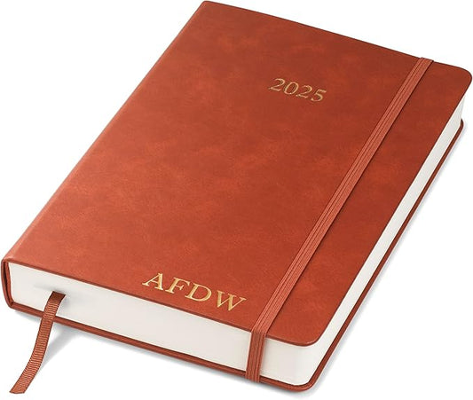 Wykeham's Executive 2025 Daily Journal Planner – Customization Available (Personalized Brown, 8.5"×5.5")