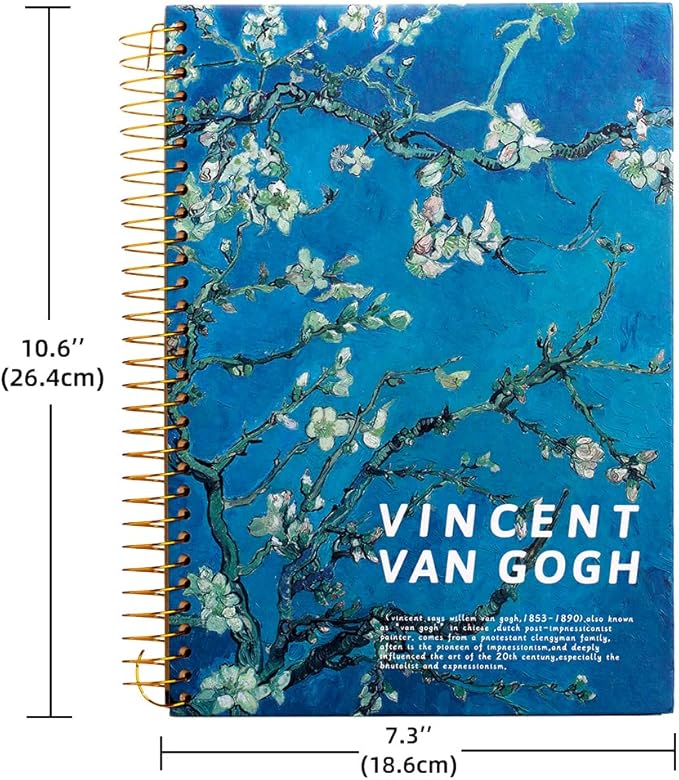 Campus Notebook B5 300 Pages Large Spiral Notebook Spiral Notebook Van Gogh Notebook Almond Blossom Tree Notebook Spiral Journal Wide Ruled Notebook Aesthetic 10.6" x 7.3"School