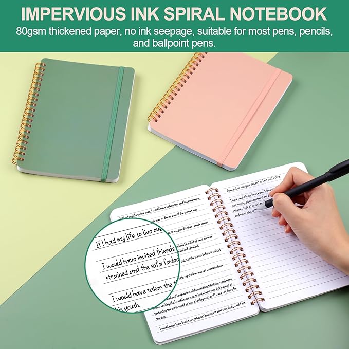 Utron 3 PCS Small Spiral Notebook 5x7, Notebooks for Note Taking, Morandi Spiral Journal Notebook, Work Notebook Small Notebooks 5x7 with Strap, Cute Notebooks for Women 70 Sheets/Note Books