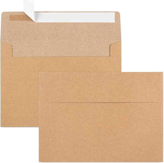 50 Pack Brown Kraft Envelopes, 5x7 Envelopes for Invitations, A7 Invitation Envelopes for Personalize Gift Cards, Wedding, Baby Shower, Birthday Party