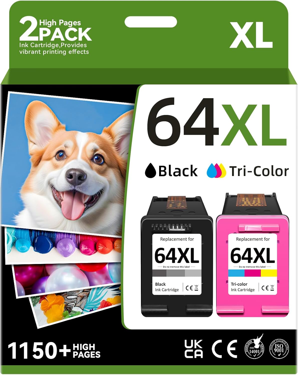 64XL Ink Cartridge Compatible for HP 64 Ink Cartridges Black/Color ComboPack Compatible for HP Ink 64 Fit for Envy Photo 7855 7858 7100 7155 7120 7800 7158Inspire 7950e 7955e Tango Printer