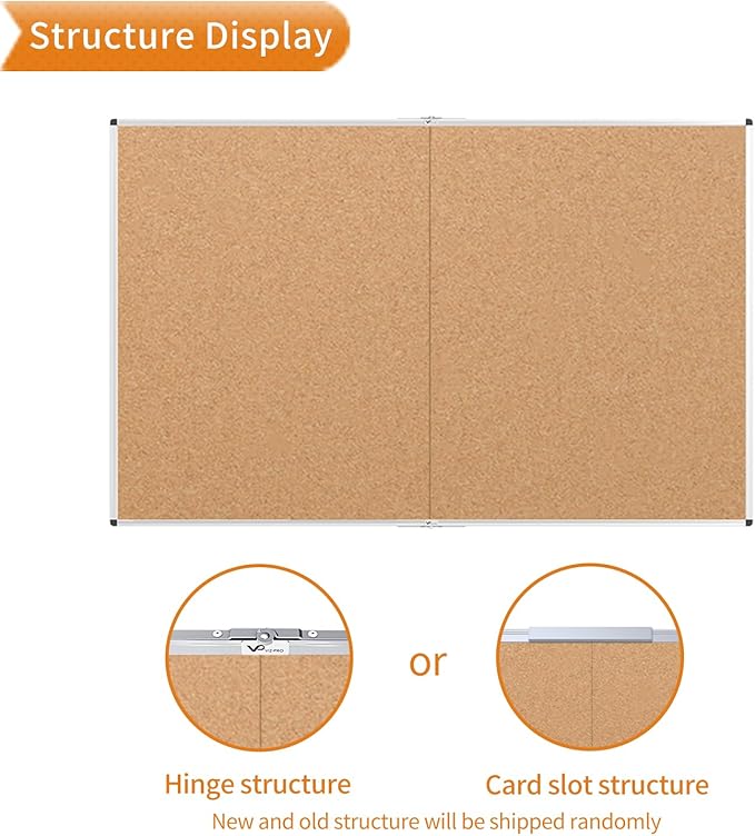 VIZ-PRO Large Cork Bulletin Board/Foldable Noticeboard, 60 X 36 Inches, Silver Aluminium Frame
