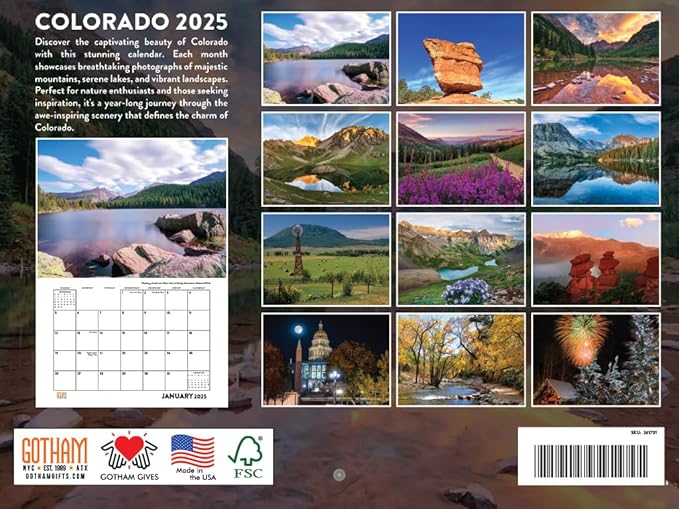 Colorado Calendar 2025 Monthly Wall Calender 12 Month | American Made In The USA
