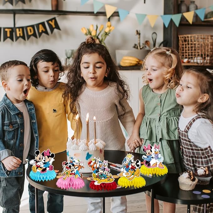 DoMiDoLa 5Pcs Mickey Party supplies set Honeycomb Centerpieces Double Sided Table Topper for Birthday Party Decorations(Honeycomb)