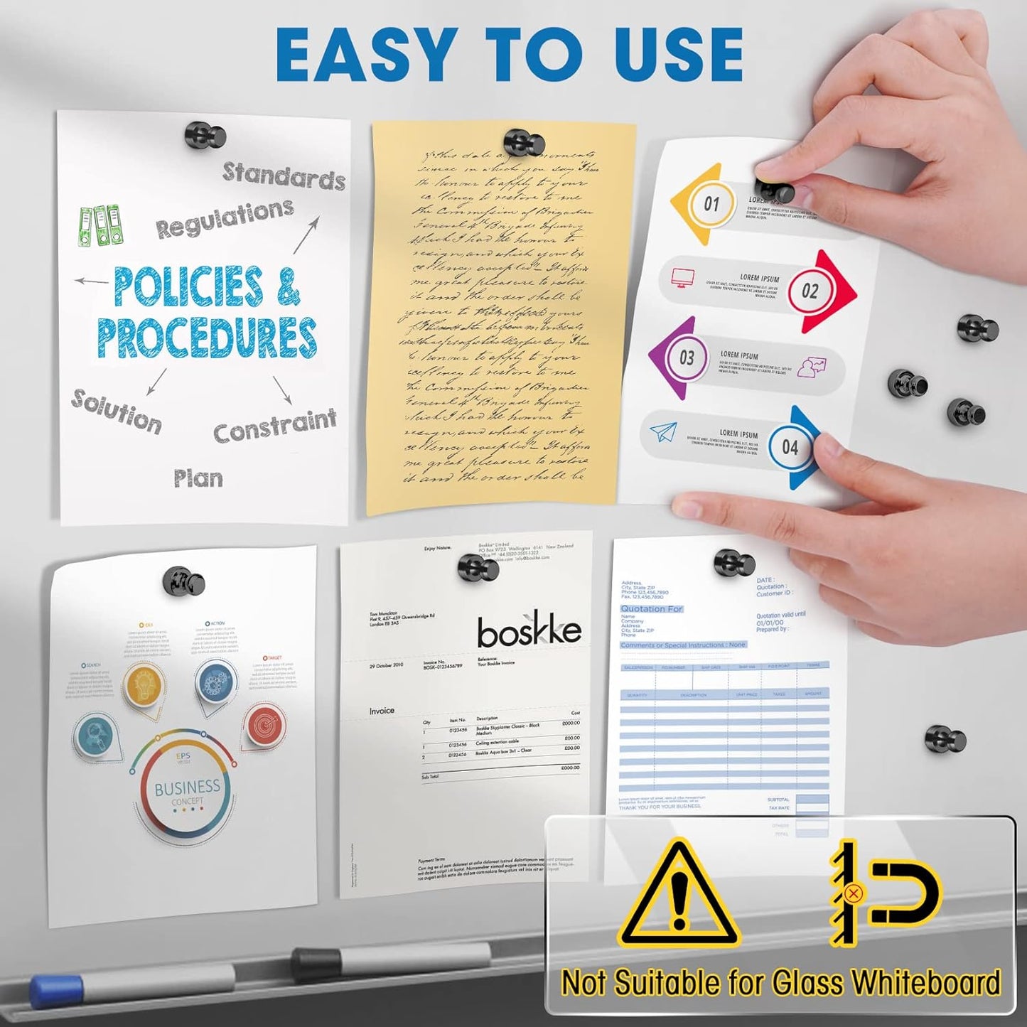 Grtard 48 Pack Black Magnetic Push Pins, Fridge Magnets for Whiteboard, Whiteboard Magnets Refrigerator Magnets, Small and Strong Push Pin Magnet for Office, School, Locker, and Map Magnet