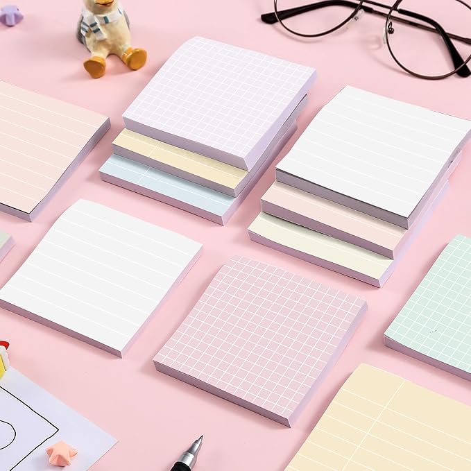 Post it Notes 3x3 Cute and Aesthetic Sticky Notes Planner Notepad - 450 Sheets - Desk Accessories for School, Office, and Home - Ideal Gifts for Teachers, Women, and Coworkers (Minimalist)