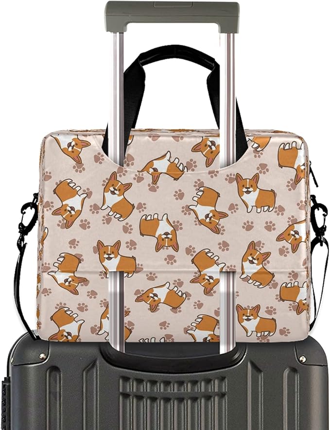 Cartoon Corgi Puppy Dog Laptop Messenger Bag Case Sleeve Briefcase for Men Women