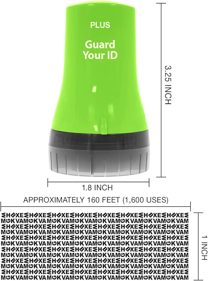 Guard Your ID ADVANCED WIDE Roller Identity Theft Prevention Security Stamp GREEN (38492)