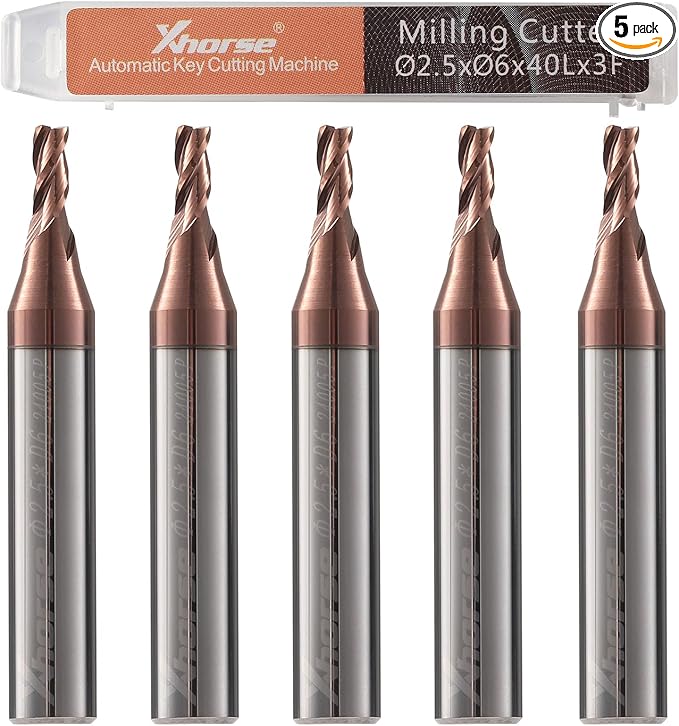Xhorse 5 PCS Original 2.5mm Milling Cutter for Condor XC-Mini Plus/Plus II/XC-002 and Dolphin XP005/XP005L/XP007 Key Cutting Machine (2.5mm)