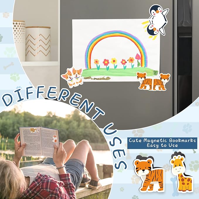 Magnetic Bookmarks, 20 PCS Bookmark Cute Animal Book Markers for Kids, Bookmarks Bulk for Students, Teens, Book Lovers, Classroom Gifts, School Prize, Reading Present