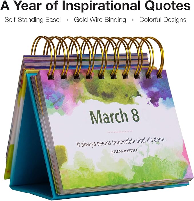 Global Printed Products Motivational & Inspirational Perpetual Daily Flip Calendar Self-Standing Easel (Watercolors)