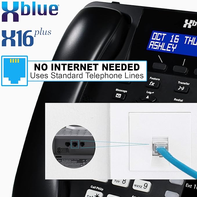 XBLUE X16 Plus Small Business Phone System Bundle with (4) XD10 Digital Phones - Capacity is (6) Outside Line & (16) Digital Phones - Includes Auto Attendant, Voicemail, Caller ID, Paging & Intercom