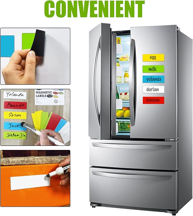 Magnetic Labels Dry Erase (1x3,Pack of 60),Write On Magnets(Red)