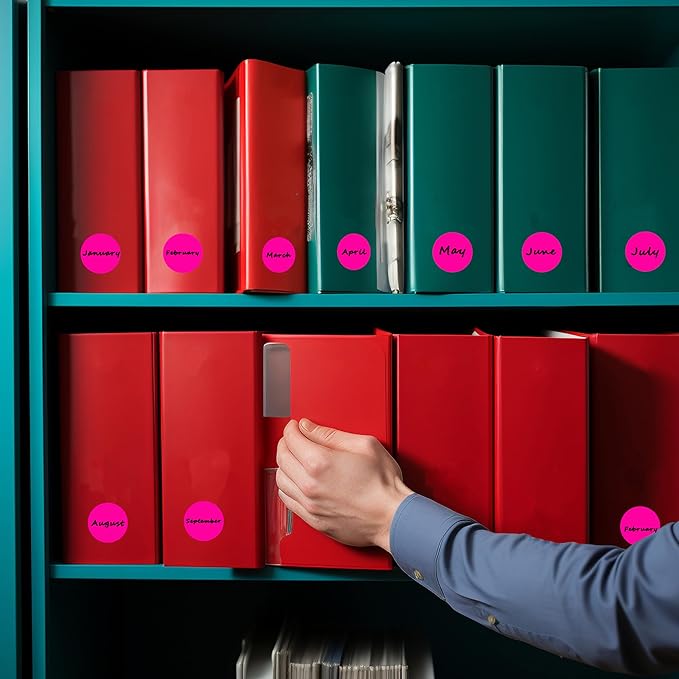 PARLAIM 3/4 Inch Round Permanent Adhesive Color-Code Dot Stickers,1000 Stickers Roll dots Label Dispenser Box Circle Stickers Labels(Fluorescent Pink)