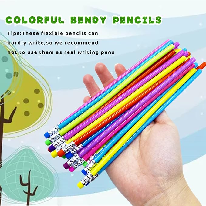 48 Pieces Flexible Soft Pencil,Magic Bendable Pencils,Multi-Colored Fun Soft Pencils with Erasers for Kids,Classroom Supplies,Back to School Gifts,Party Favors,6 Colors