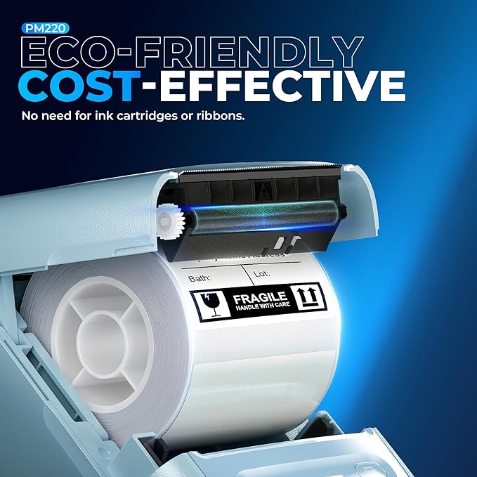 Nelko PM220 Bluetooth Label Maker Machine with Tape, 2 Inch Portable Thermal Printer for Small Business, Address, Logo, Clothing, Sticker Printer for Phones & PC, Cyan