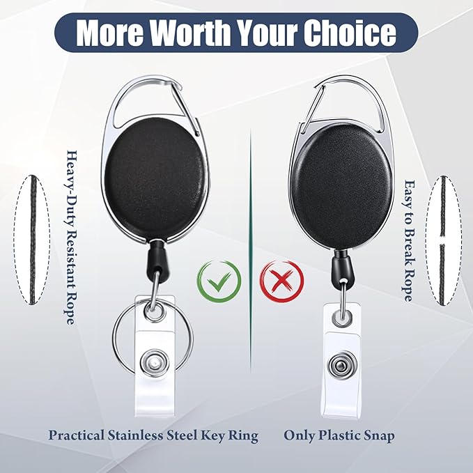 Honoson Heavy Duty Retractable Badge Reels Batch ID Badge Holder Retractable Clip Bulk Card Key Holder with Ring for Office Worker Employee, Doctor Nurse Gifts(Black,30 Pcs)