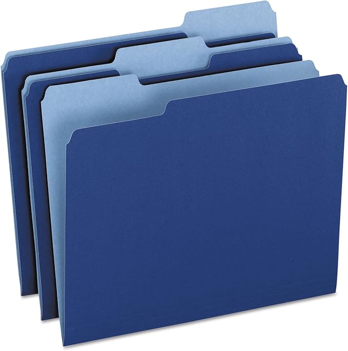 Pendaflex Two-Tone Color File Folders, Letter Size, 1/3 Cut, Navy, 100 Per box (152 1/3 NAV)