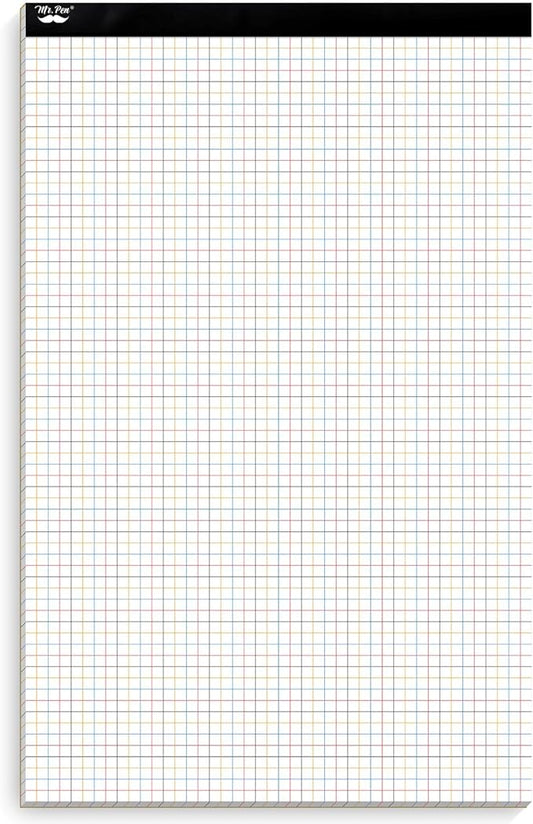 Mr. Pen- Graph Paper, 22 Sheets, 17"x11", 4x4 (4 Squares Per Inch), Colored Lined, graphing paper, grid paper, graph paper pad, 1/4 graph paper 1/4 inch grid, drafting paper, large graph paper