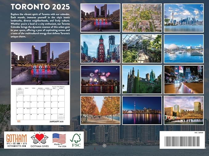 Toronto Canada Wall Calendar 2025 | American Made In The USA