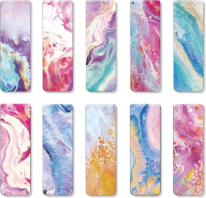 WAVEYU Magnetic Bookmarks for Women Men, Magnet Page Markers Assorted Book Markers for Book Lovers Students Teachers Adults Kids for School Home Office Reading Stationery, 10 Designs, Style E