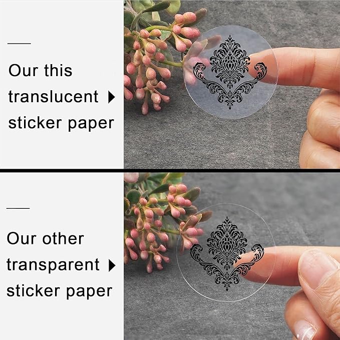 Printable Sticker Paper for Your Inkjet Printer - 8.5 x 11 Inches 20 Sheets Translucent Premium Waterproof Sticker Paper - Dries Quickly and Holds Ink Beautifully