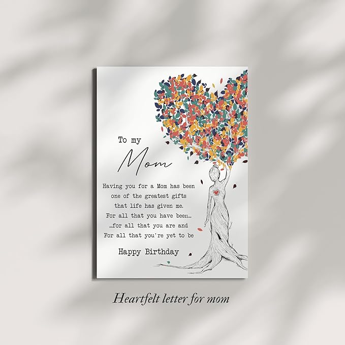Heartfelt Birthday Card for Mom, Sentimental Birthday Gifts for Mother from Daughter or Son, Ideal Bday Gift for Women Her, Perfect for Mother's Day Anniversary Card, with Envelope & Sticker
