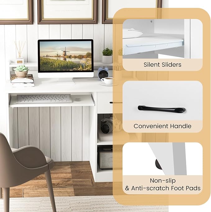 Giantex 2-Tier Office Desk, White