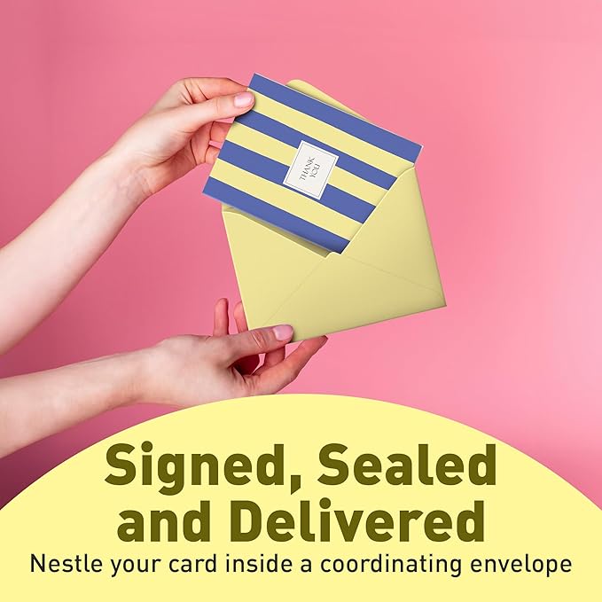 S&O Palm Beach Thank You Cards with Envelopes, Blank Greeting sheets for Handwritten Messages, Set of 24 stylish Notes and Covers, Assorted Thank You decor notes with Color full Envelopes Mix & Match