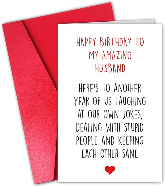 Happy Birthday Card for Husband, Funny Birthday Card from Him, Happy Birthday to My Amazing Husband Card