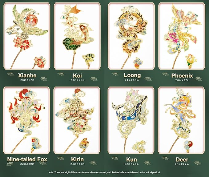 MOZART Koi Carp Chinese Style Brass Bookmark Classical Mythological Characters Mountain and Sea Sutra Series Creative Cultural Copper Bookmark Metal Bookmarks