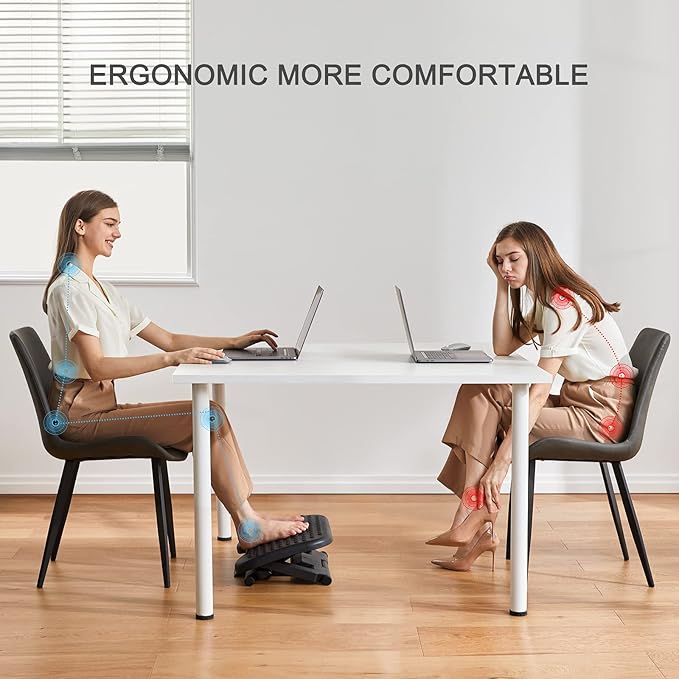 HUANUO Adjustable Under Desk Footrest, Foot Rest for Under Desk at Work with Massage, Foot Stool Under Desk with 3 Height Position & 30 Degree Tilt Angle Adjustment for Home, Office