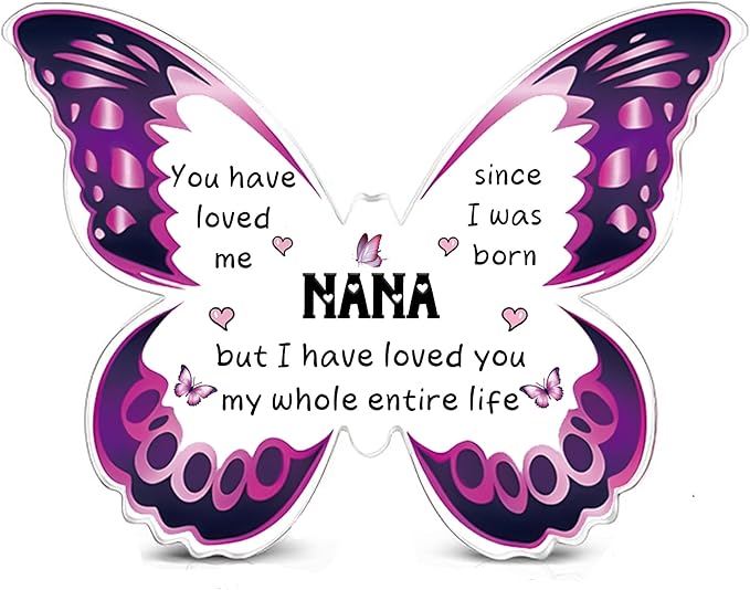 Nana Gifts for Women Acrylic Plaque Bookmark Set Birthday Gifts for Grandmother Personalised Butterfly Keepsake Bookmarker Mothers Day Christmas Nan Appreciate Gifts for Her from Kids